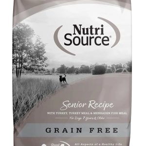 NutriSource Senior Grain Free Dry Dog Food, Turkey, Turkey Meal and Menhaden, 26LB