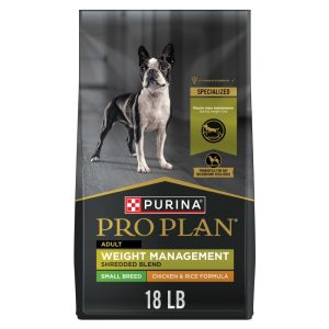 Purina Pro Plan Small Breed Weight Management Dry Dog Food,  Shredded Blend Chicken and Rice Formula,  18 lb Bag