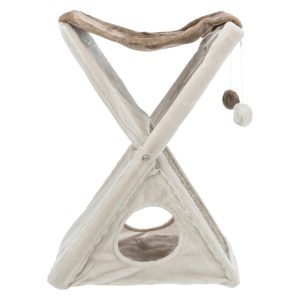TRIXIE Miguel Fold & Store Plush & Sisal 25.5" Cat Tree,  Hammock,  Condo,  Scratcher,  Greige