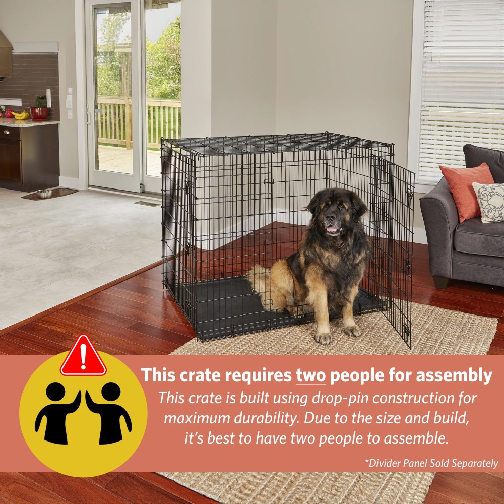 Solutions by MidWest Homes for Pets 54-Inch Drop Pin Crate for Giant Breeds Over 100 lbs, Double Door Dog Crate with Leak-Proof Tray & Secure Latches, Durable Drop Pin Construction - Image 5