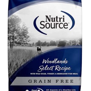 NutriSource Woodland Select Grain Free Dry Dog Food, Boar, Turkey and Menhaden Fish Meal, 26LB
