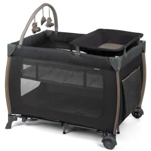 Monbebe Play Yard-Full-Size Rocking Bassinet, Removable Changer & Toy Bar-Castle Point