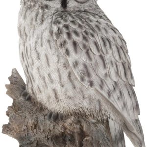 Hi-Line Gift Ltd Owl on Stump Statue,  Grey