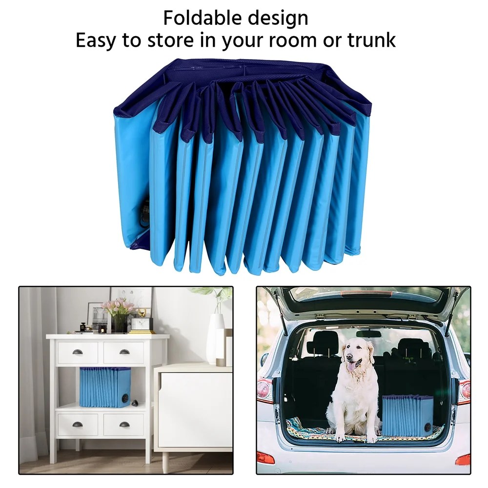 Alden Design 63" Foldable Pet Swimming Pool for Indoor and Outdoor, Blue - Image 5