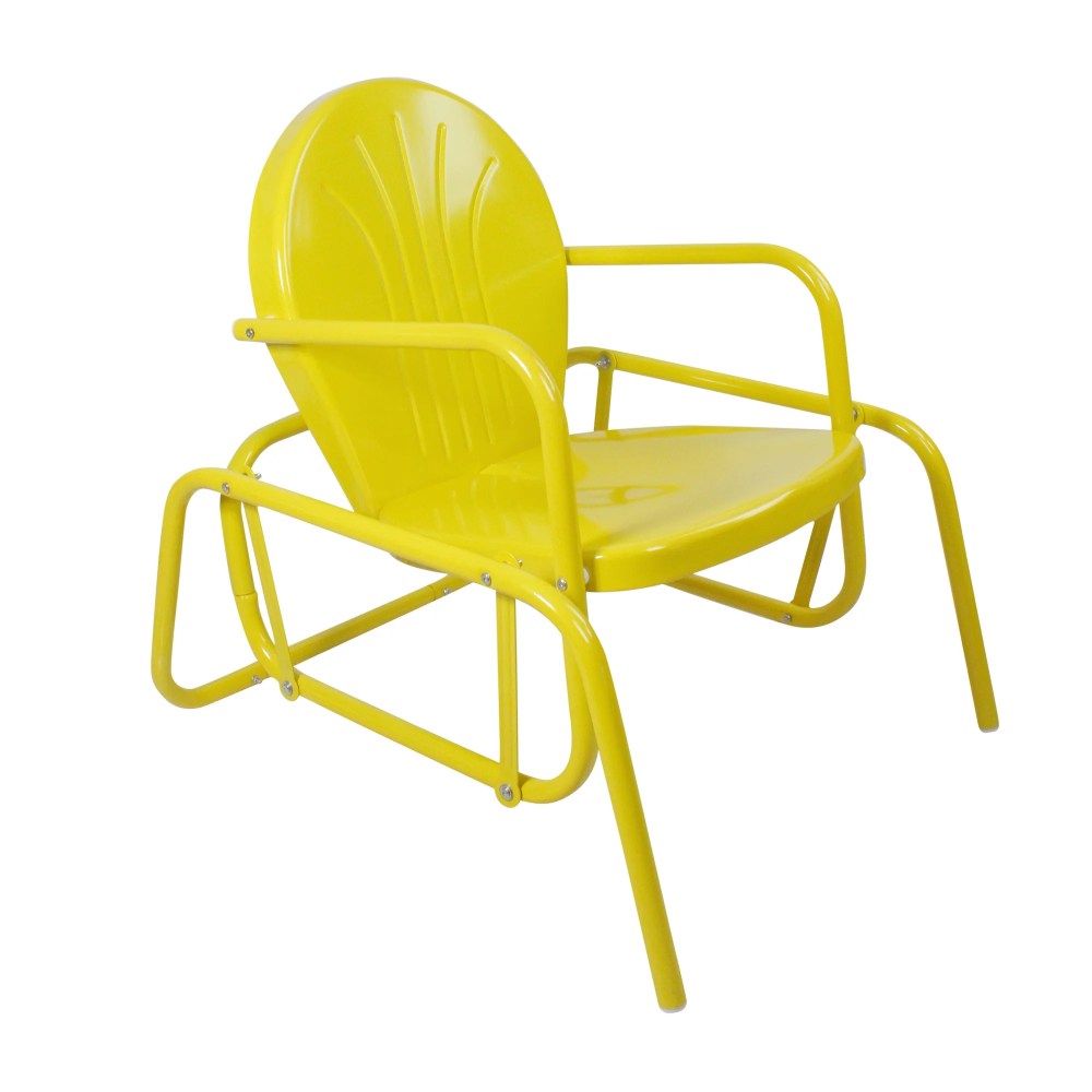 Northlight Outdoor Retro Metal Tulip Glider Patio Chair, Yellow - Image 4