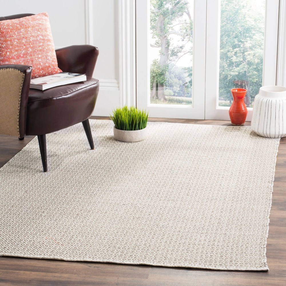 SAFAVIEH Montauk Audra Geometric Cotton Area Rug, Ivory/Grey, 5" x 7"