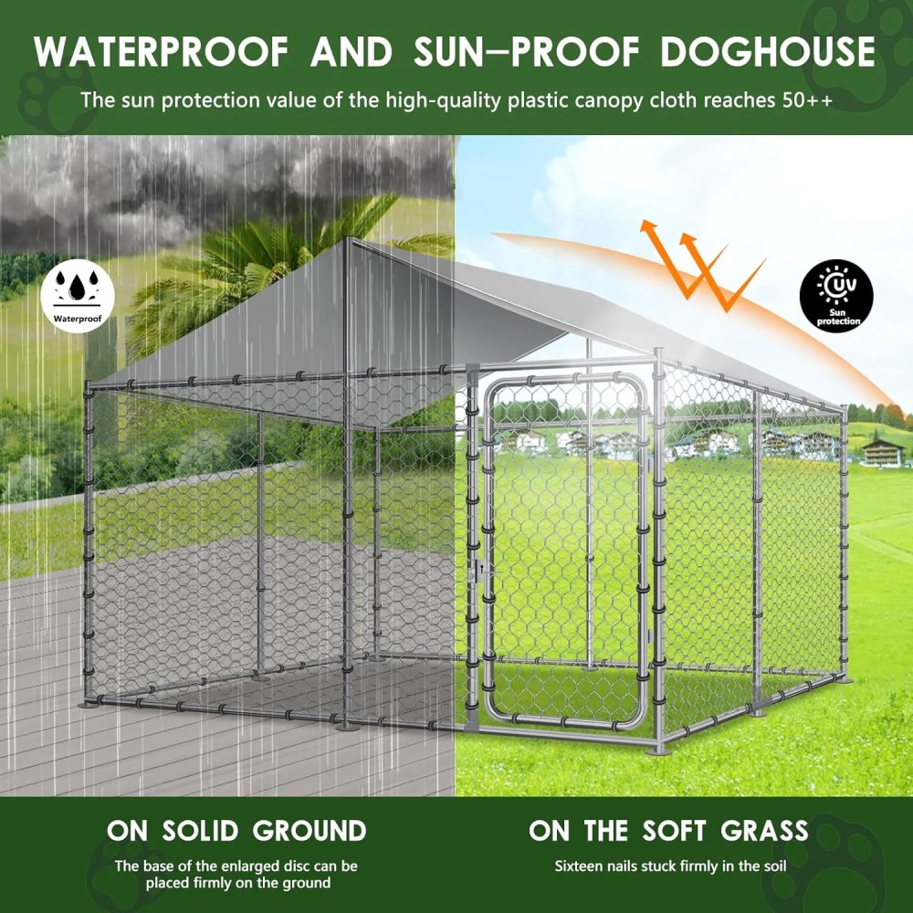 Haverchair Large Outdoor Dog Kennel, Heavy Duty Dog Kennel with Water&UV-Resistant Proof, Galvanized Steel Dog Pens Outside Dog House for Dog Run, Playpen (90" L x 90" W x 63" H)(90"L x 90"W x 63"H) - Image 6