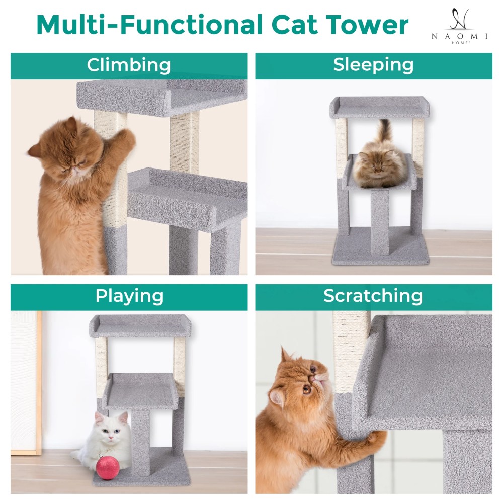 Lulu 2-Tier Cat Tree Tower for Indoor Cats-Large Cat Tower & Cat Condo for Large Cats Cat Tree House:Gray - Image 14