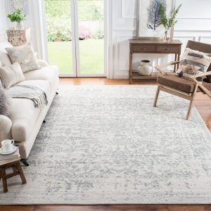 Safavieh Madison Rug Collection Power Loomed Silver/Ivory Oriental Area Rugs, 10" x 14" x-Large, Stain Resistant