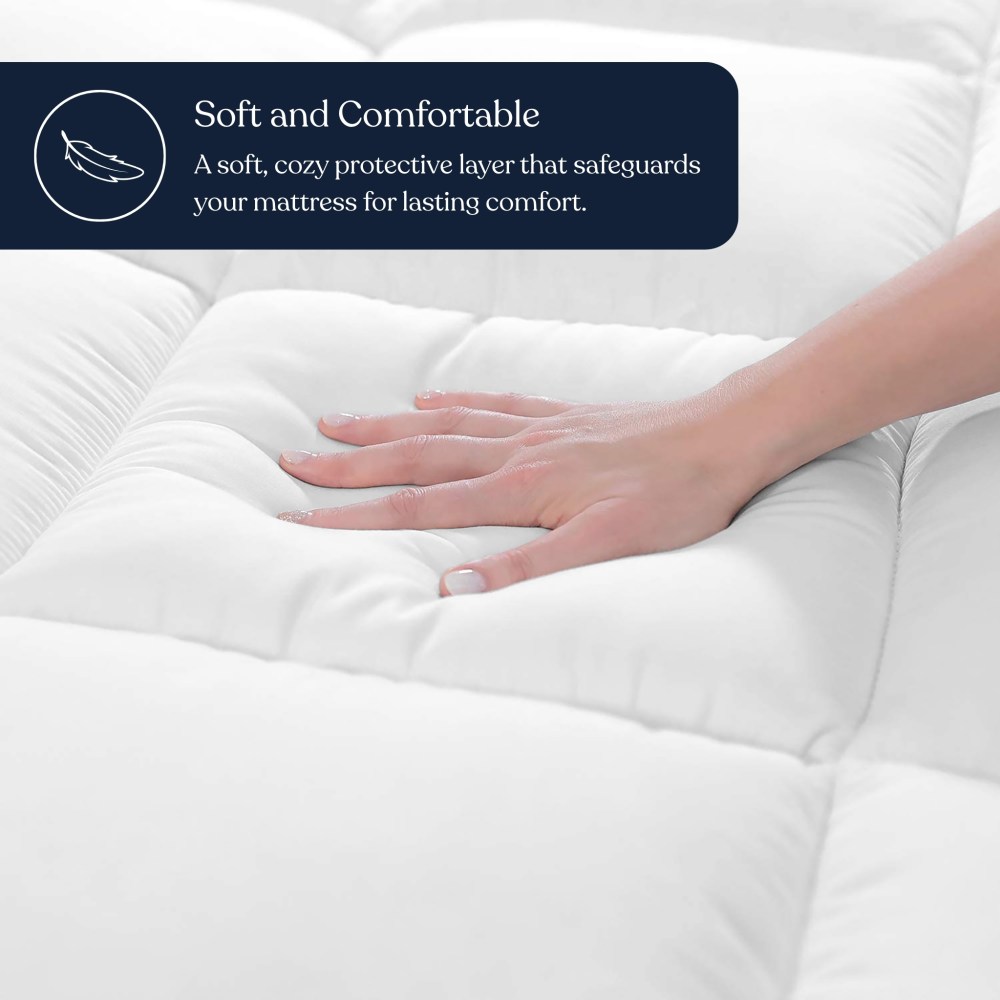 Delara King Organic Cotton Mattress Pad and Protector, Hypoallergenic Down Alternative, Waterproof TPU, Cooling, Noiseless, Mattress Topper & Cover - Image 7