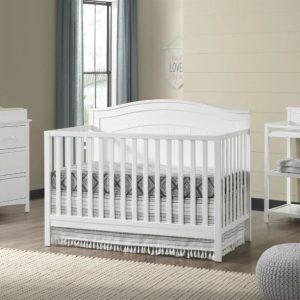 Oxford Baby North Bay 4-in-1 Convertible Crib, Snow White, GREENGUARD Gold Certified, Wooden Crib