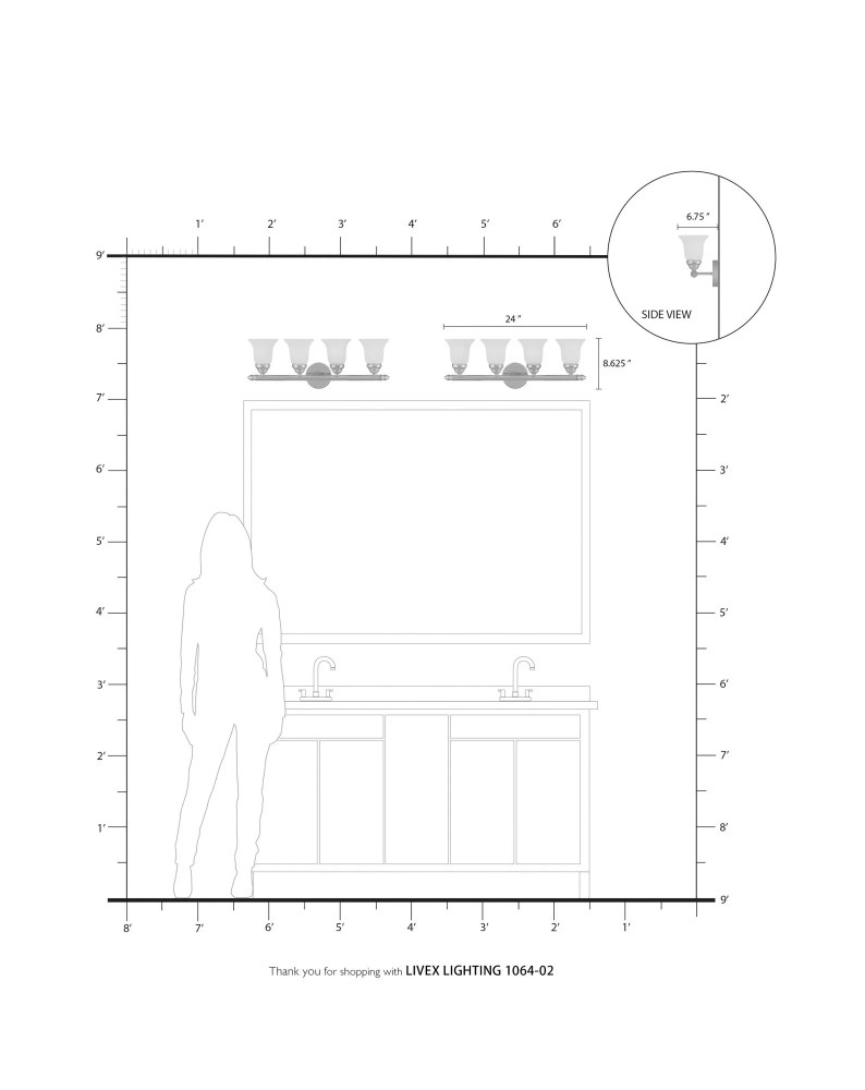 Livex Lighting - Neptune - 4 Light Bath Vanity in Traditional Style - 24 Inches - Image 9