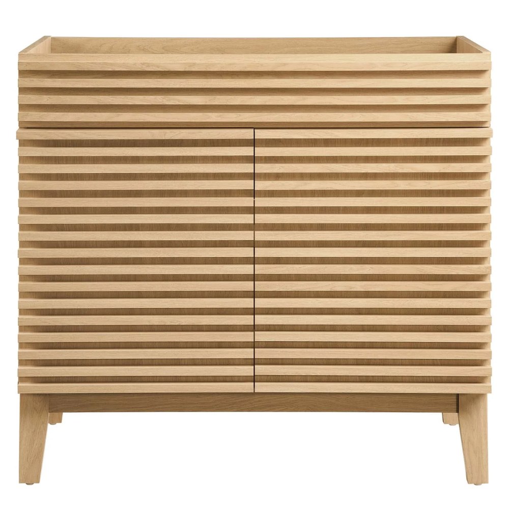 Modway Render 35" MDF and Particleboard Bathroom Vanity Cabinet in Oak - Image 4