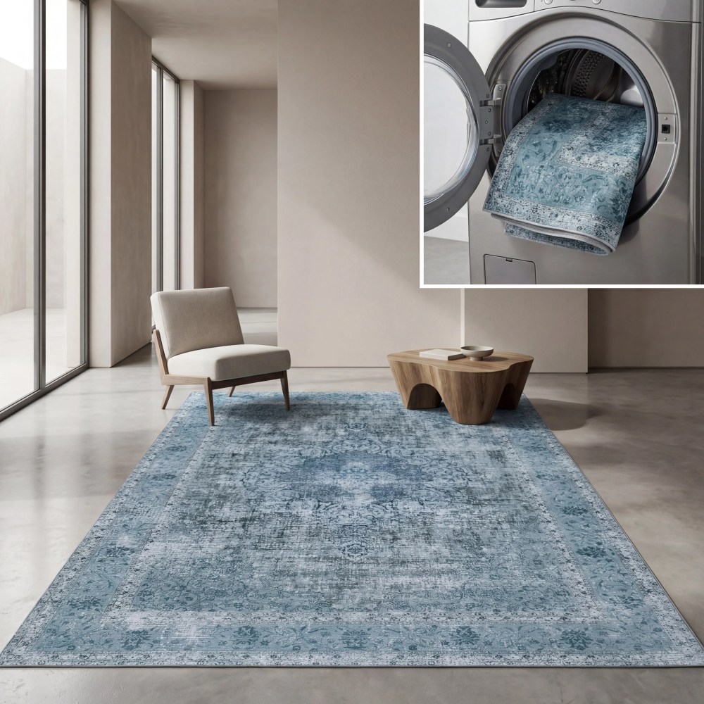 SAFAVIEH Tucson Donovan Traditional Machine Washable Area Rug, 5" x 8", Green