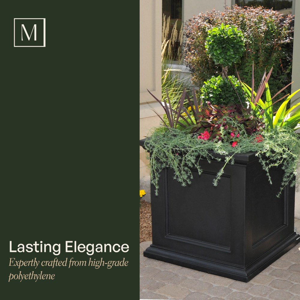 Mayne Fairfield 28" x 28" x 28" Square Black Plastic Planter - Image 4