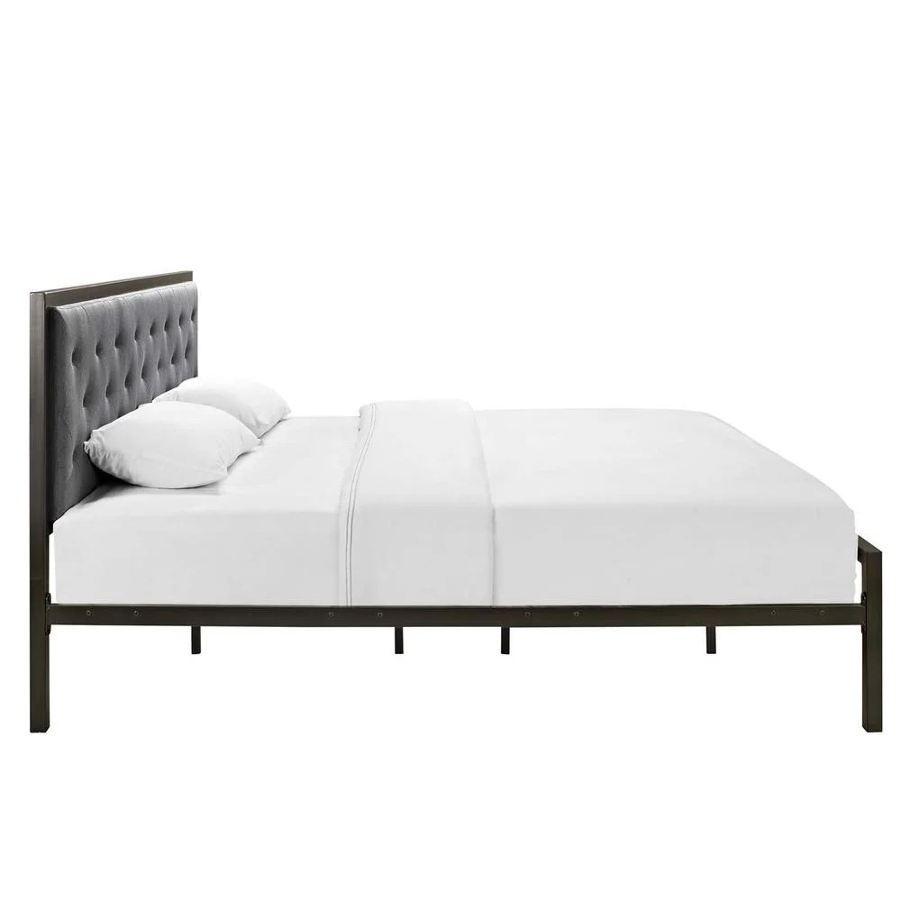 Modway Mia King Powder-coated Steel and Fabric Bed in Brown/Gray - Image 7