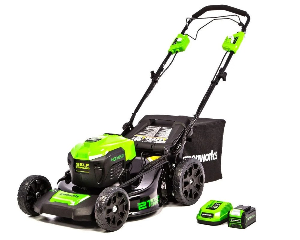 Greenworks 40V 21" Brushless Self Propelled Lawn Mower with 5.0 Ah Battery and Charger 2516402