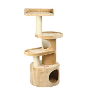 TRIXIE Oviedo Plush 3-Level 41" Cat Tree with Sisal Scratching Posts,  Condo & Tunnel Beige