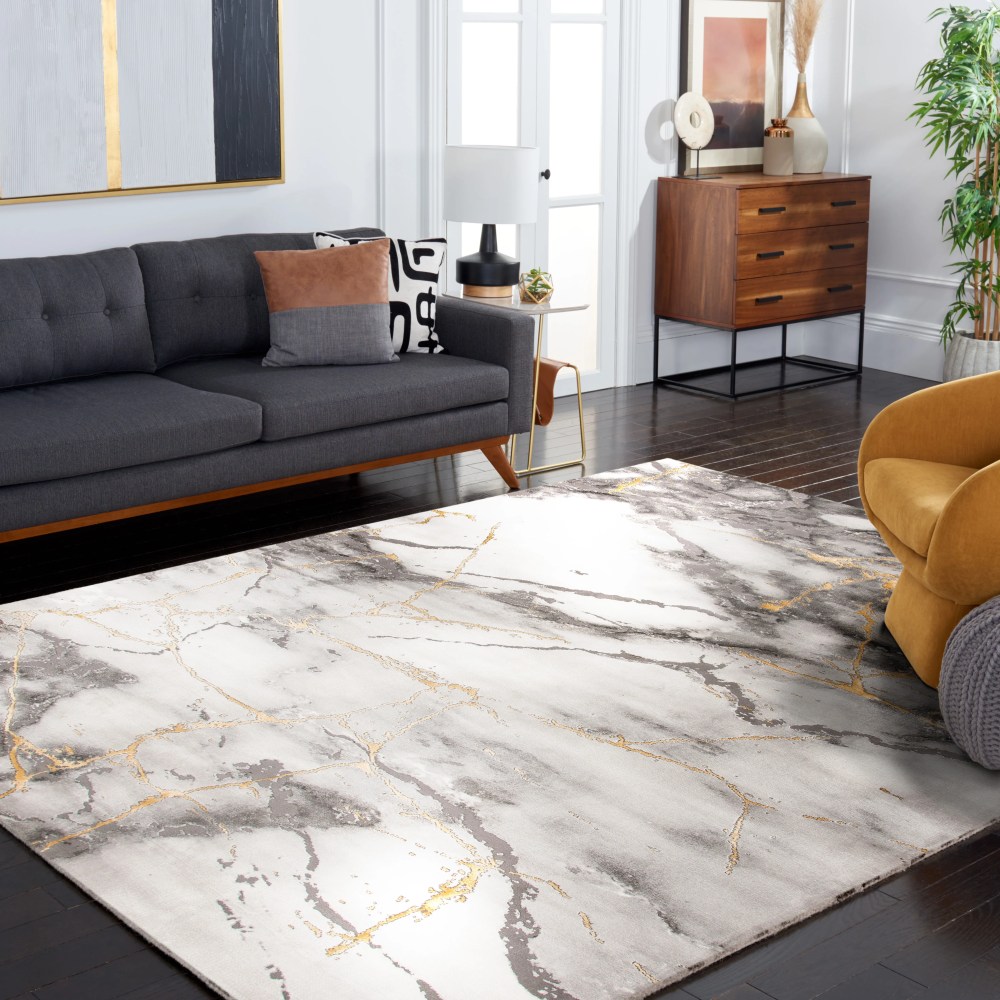 SAFAVIEH Craft Paul Abstract Area Rug, Grey/Gold, 5'3" x 7'6" - Image 6
