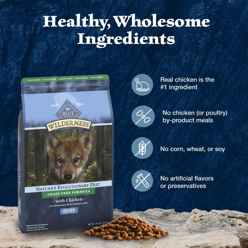 Blue Buffalo Wilderness High-Protein Grain-Free, Puppy Dry Dog Food, Chicken, 24-lb Bag - Image 5