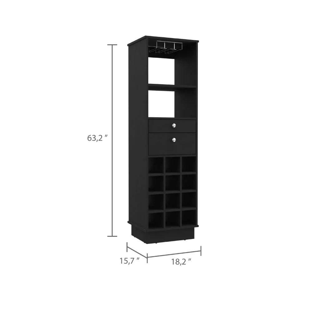 Boahaus Stoke Bar Modern Black Painted with Wine Rack - Image 2