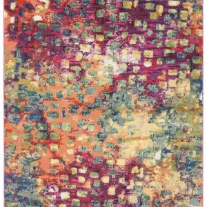 SAFAVIEH Madison Candelario Abstract Polka Dots Area Rug, Fuchsia/Gold, 5'3" x 7'6"