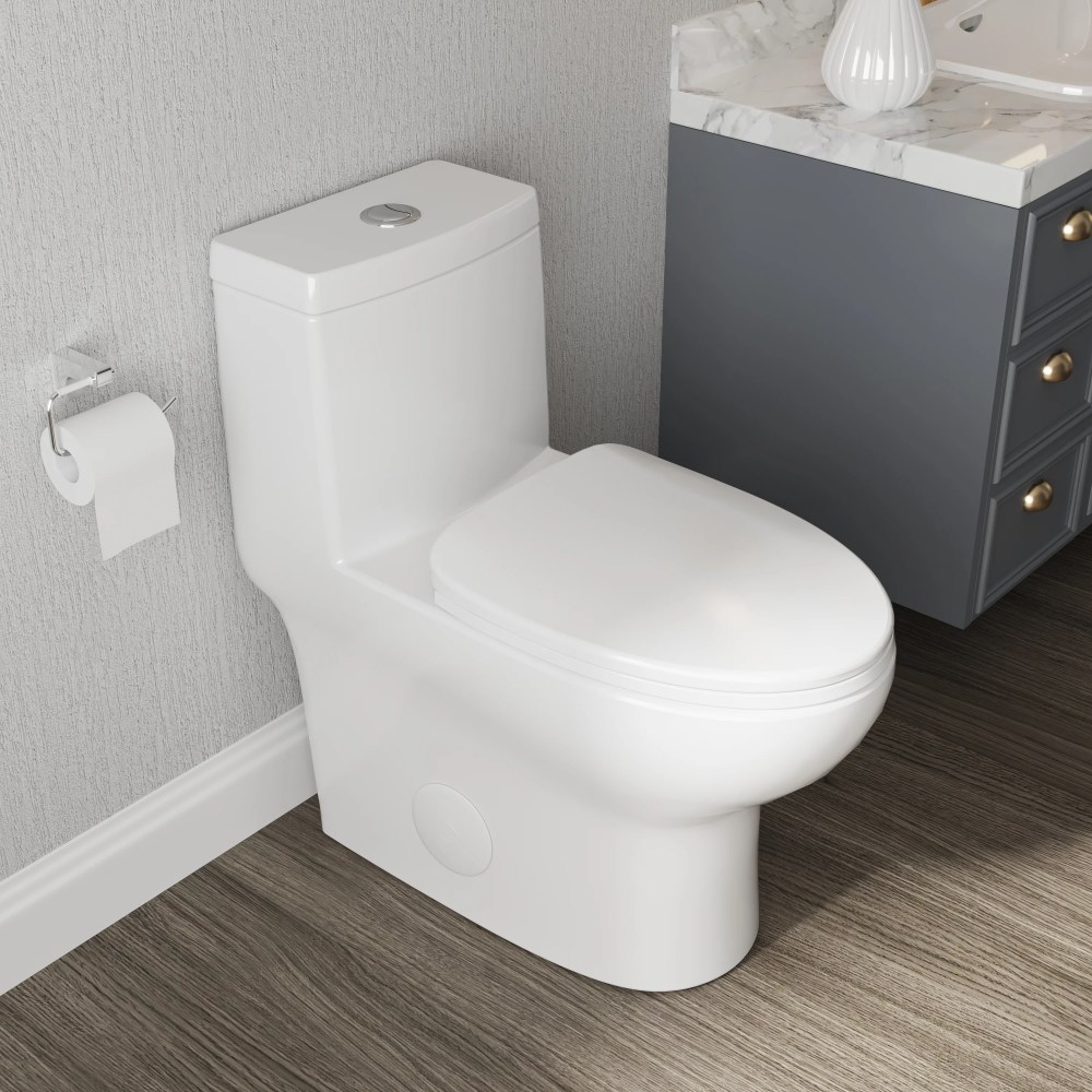 DeerValley Dual Flush Elongated 0.8/1.28GPF Water Efficient One-Piece Standard-Size Toilet (Seat Included) - Image 6
