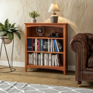 Camaflexi 36" Shaker Style 3-Shelf Wooden Bookcase Closed Back Storage Shelf, Brown