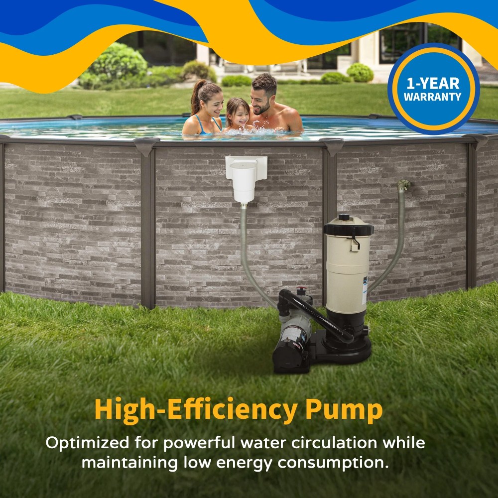 Blue Wave Hydromatic 90 SF Above Ground Pool Cartridge Filter System with 1 HP Pump - 1-HP - Image 2