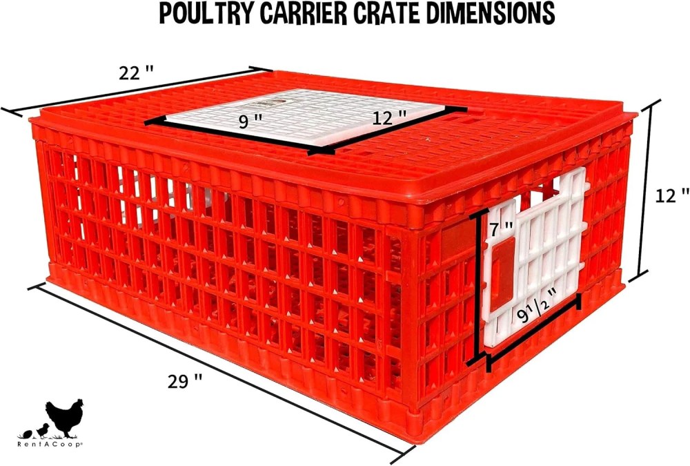 RentACoop Poultry Carrier Crate for Chickens, 29" x 22" x 12", New - Image 4