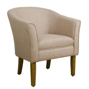 HomePop Modern Barrel Accent Chair, Light Brown Fabric