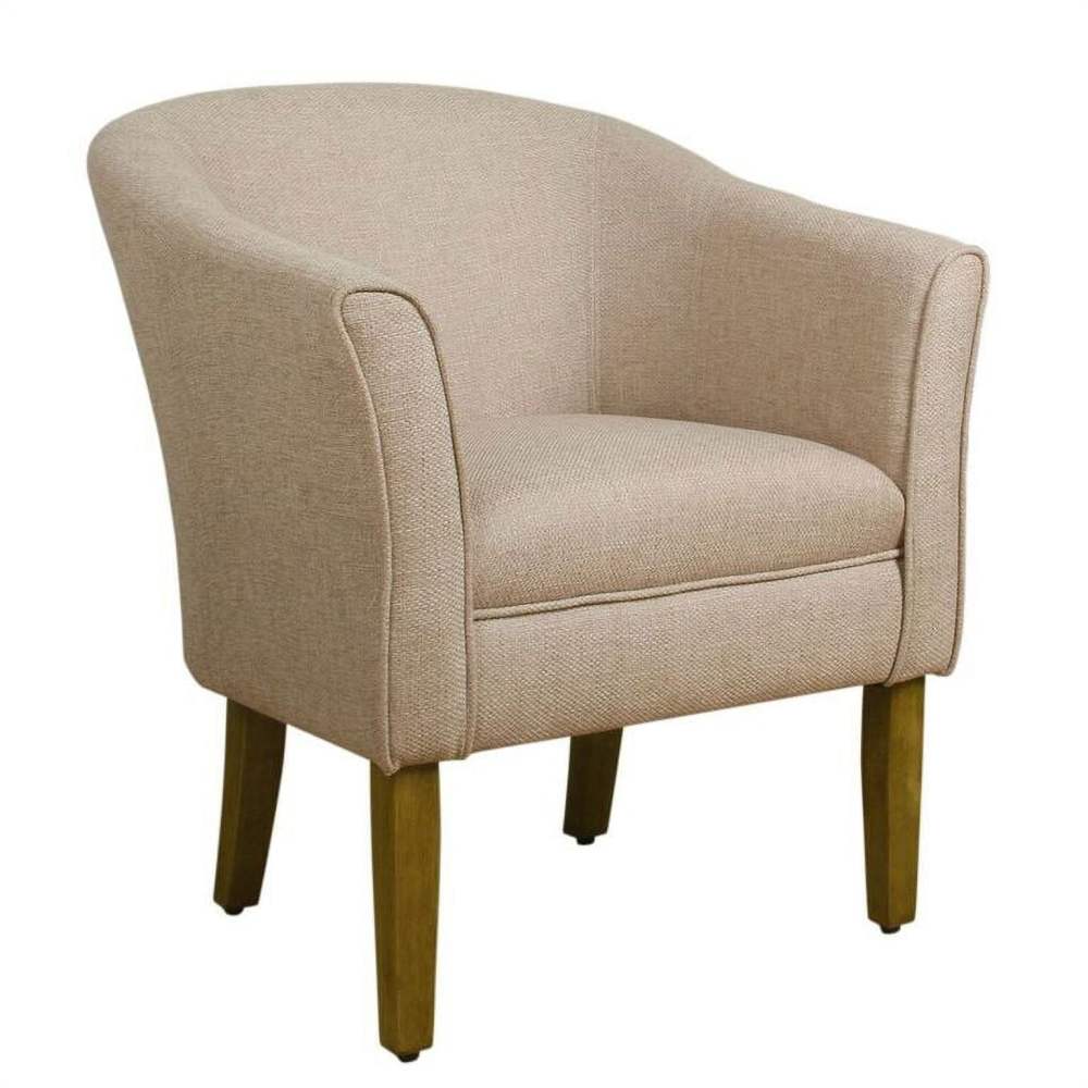 HomePop Modern Barrel Accent Chair, Light Brown Fabric