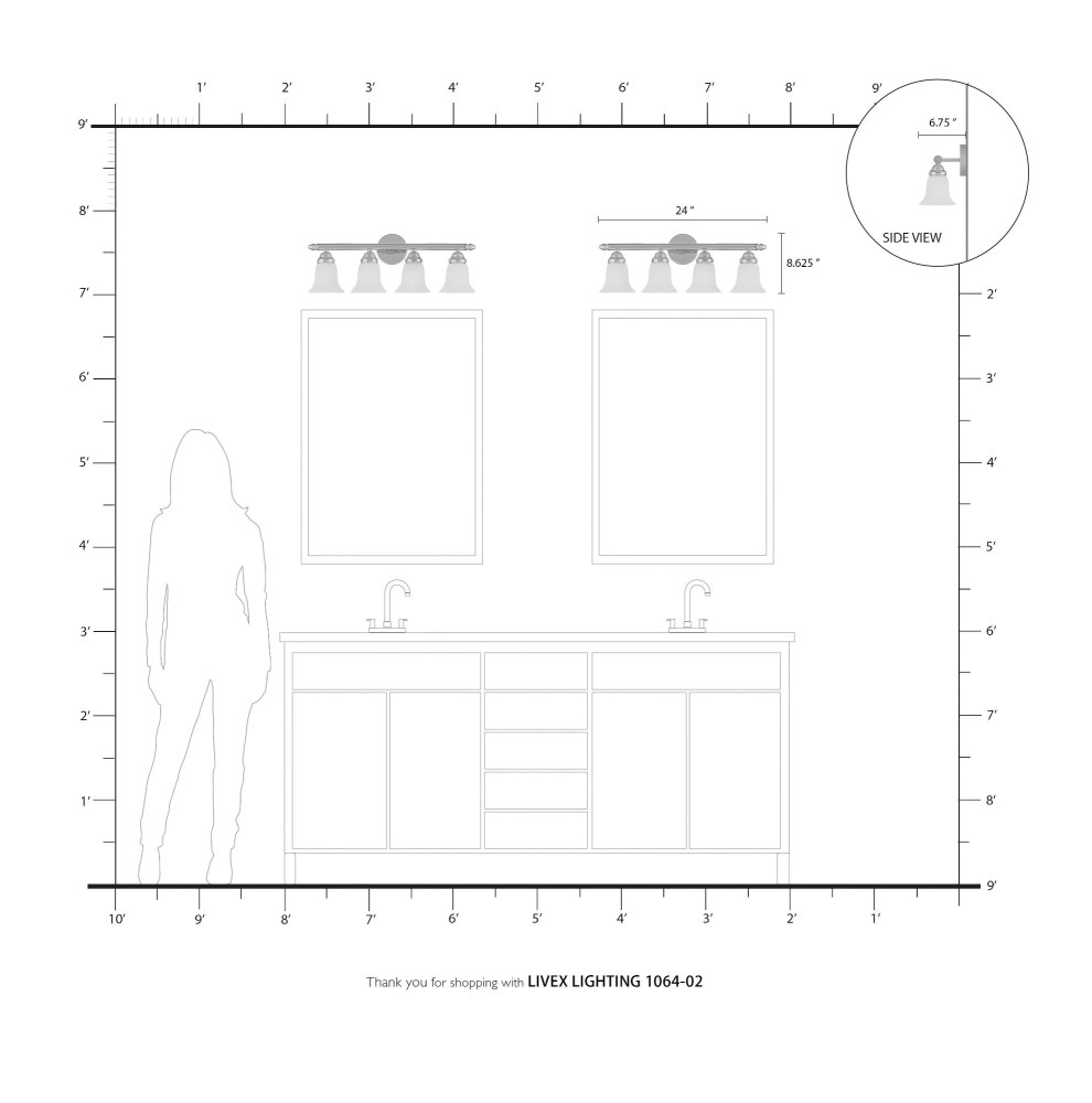 Livex Lighting - Neptune - 4 Light Bath Vanity in Traditional Style - 24 Inches - Image 8