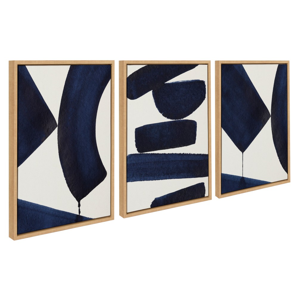 Sylvie Japandi Linen Textured 18 in x 24 in Framed Painting Canvas Art Prints, by Kate and Laurel Set of 3 - Image 5