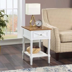 Convenience Concepts Country Oxford End Table with Charging Station, Multiple Colors