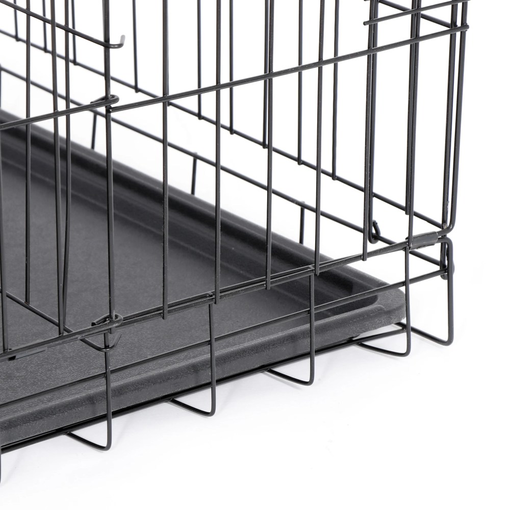 ZENY Double Door Folding Metal Dog Crate with Tray & Divider Panel for Dogs, Black, 42" - Image 3