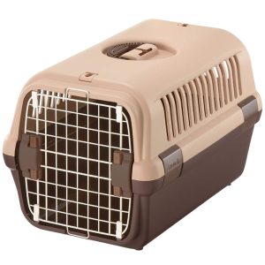 Richell Pet Travel Carrier Size Medium in Brown,  for Dogs and Cats up to 17.6 lbs