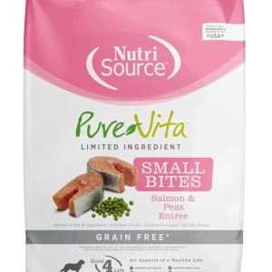 NutriSource Pure Vita Limited Ingredient Grain Free Dry Dog Food, Small Bites, Salmon and Peas, 12LB