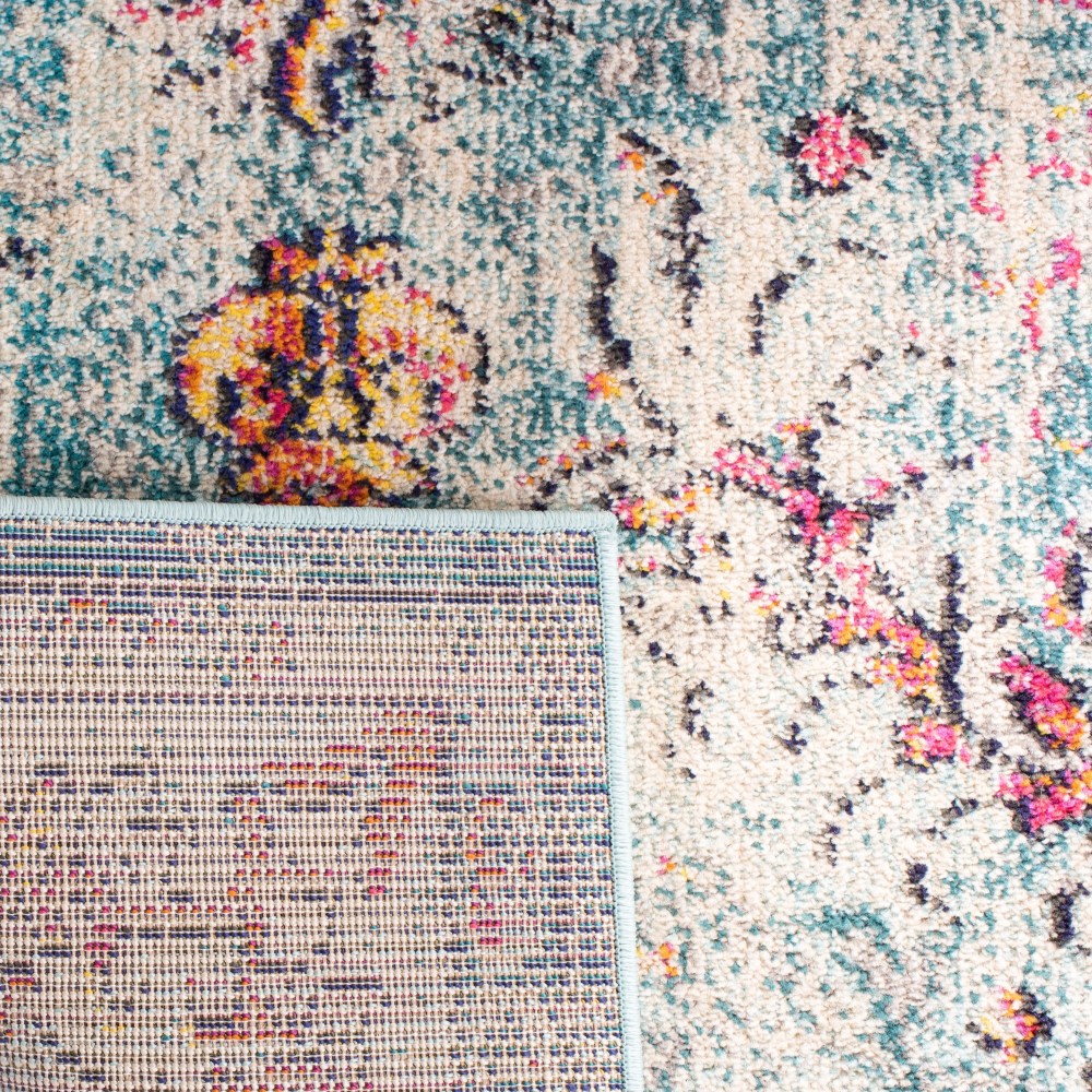 SAFAVIEH Madison Joandra Vintage Floral Area Rug, Navy/Light Blue, 11" x 11" Round - Image 7