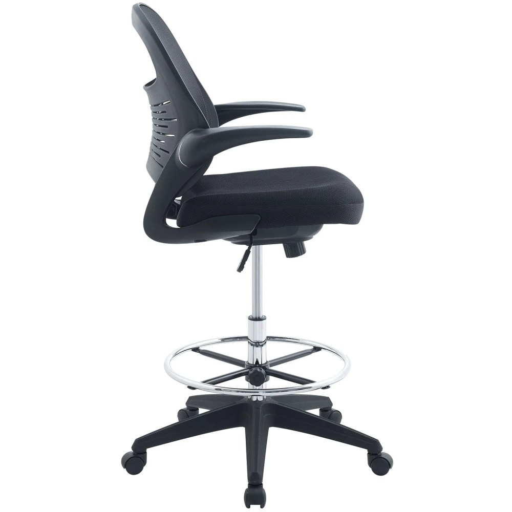 Modway Advance Drafting Chair with Mesh Back and Armrests in Black - Image 4