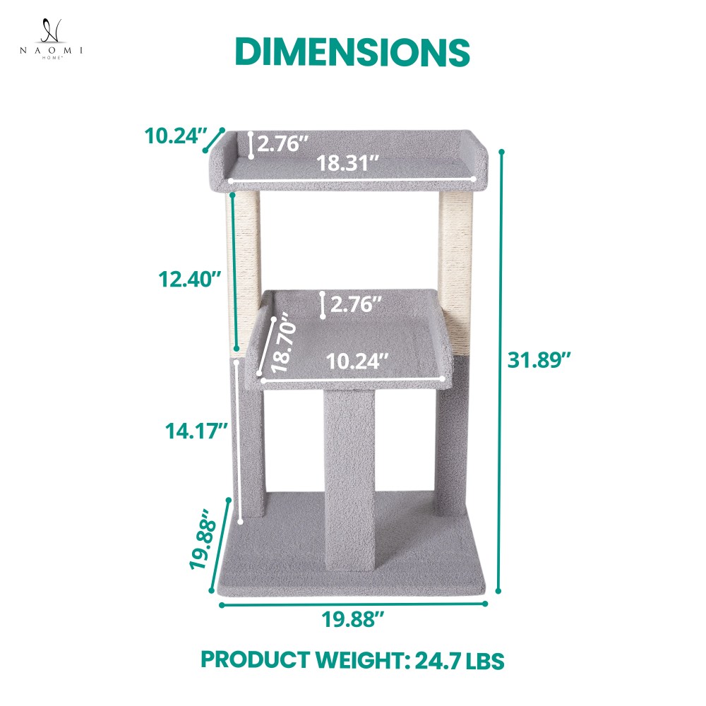 Lulu 2-Tier Cat Tree Tower for Indoor Cats-Large Cat Tower & Cat Condo for Large Cats Cat Tree House:Gray - Image 16