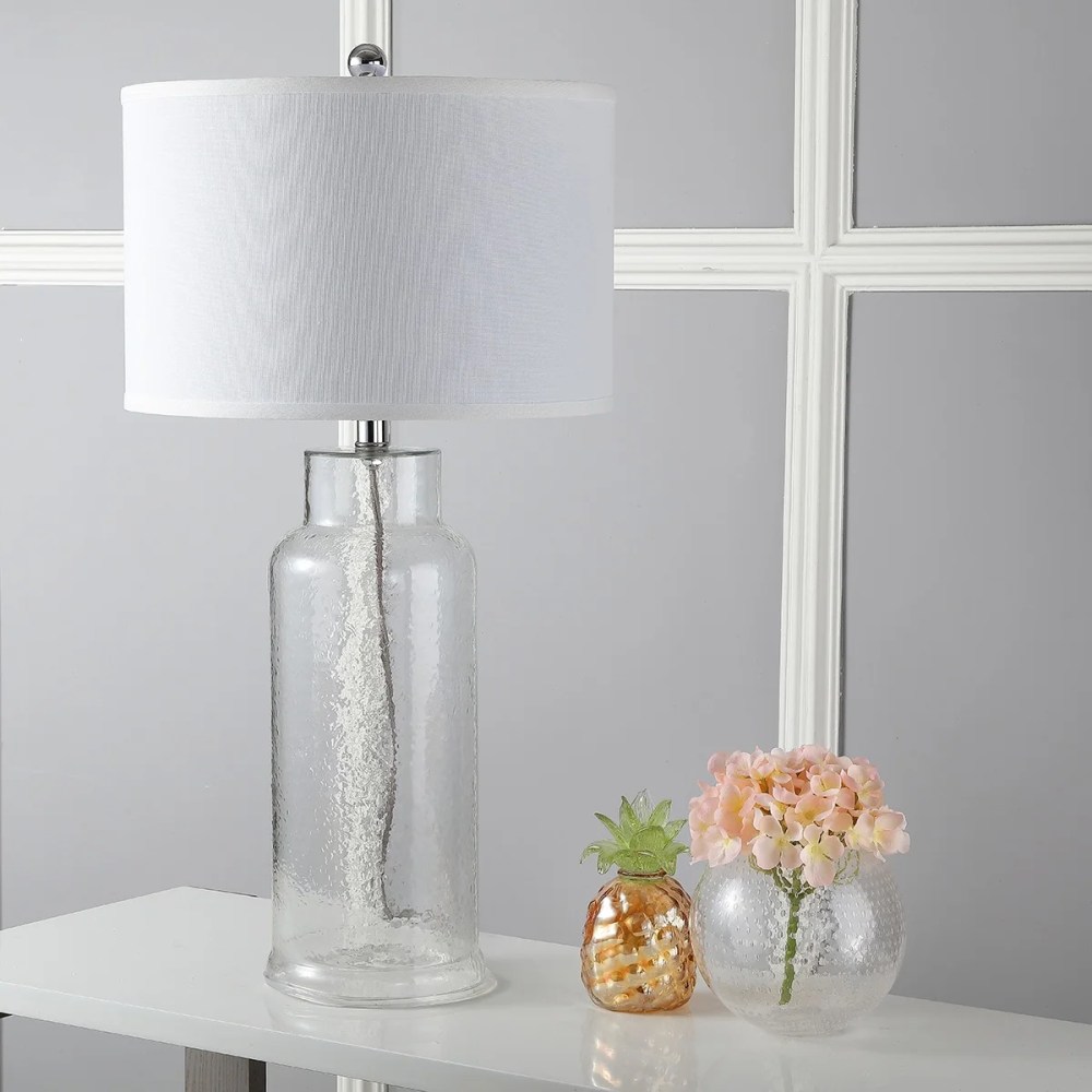 SAFAVIEH 29 in. H Sea Glass Bottle Table Lamp, Clear, Set of 2