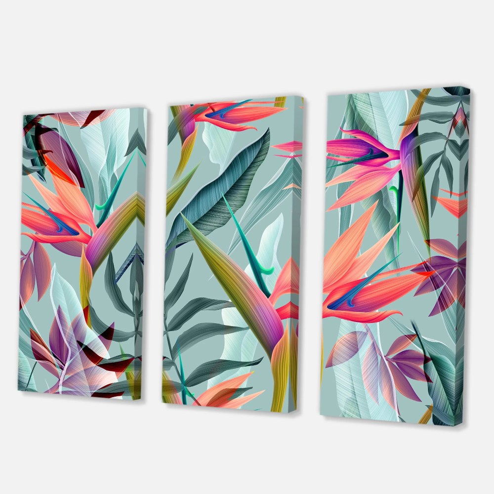 Designart ' VIntage Tropical Flowers V ' Traditional Canvas Wall Art Print - Image 3