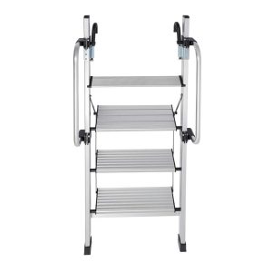 4-Step Floor Standing Bed Ladder Ladder w/ Adjustable Handrail 150kg/330.69lbs Silver