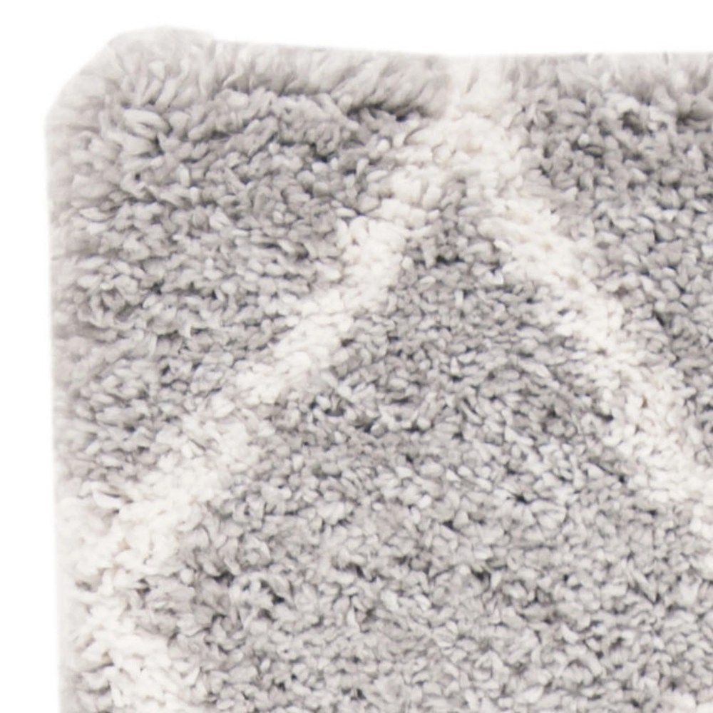 SAFAVIEH Fontana Catrina Geometric Plush Shag Runner Rug, Grey/Cream, 2'3" x 8" - Image 4