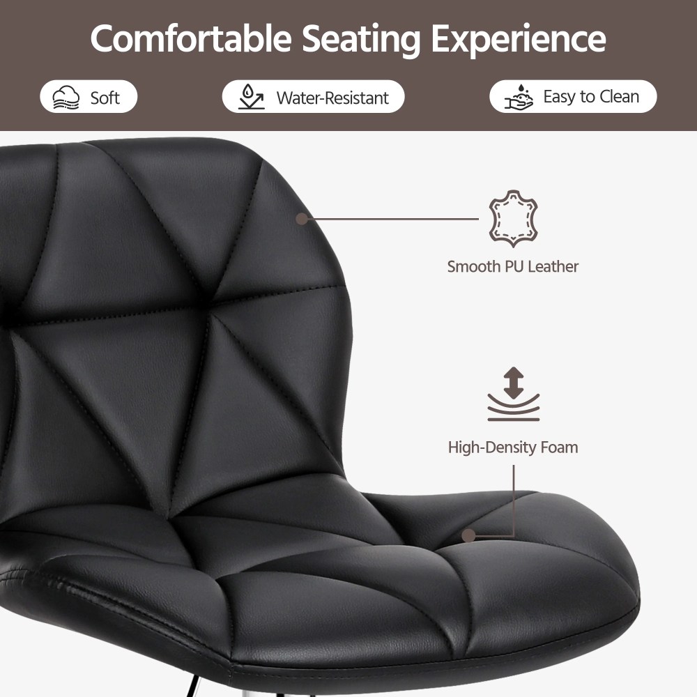 Yaheetech Set of 2 Adjustable Modern PU Leather Swivel Bar Stools with Backrest, Black - Image 3