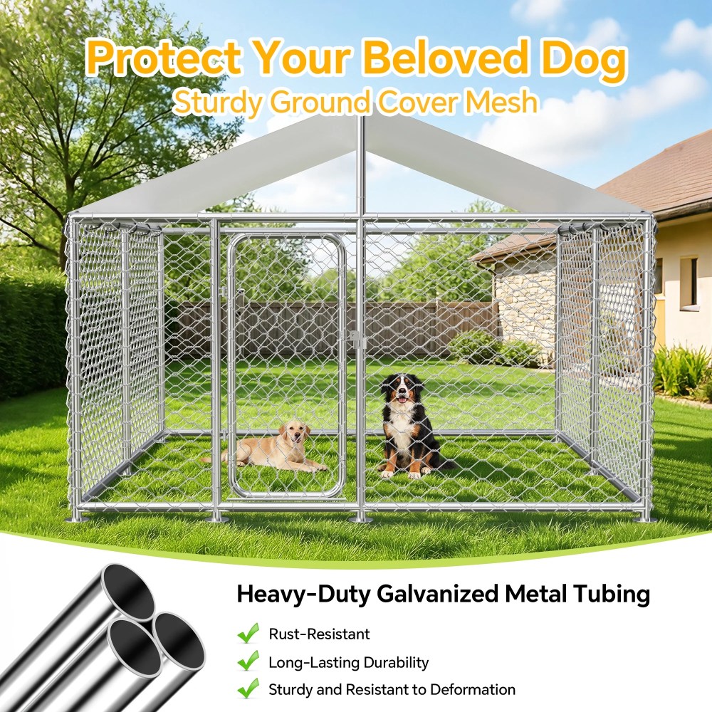 TIME RAY 7.57.5 Outdoor Dog Kennel Outside Heavy Duty Dog Enclosure with Waterproof UV-Resistant Cover and Security Lock - Image 8