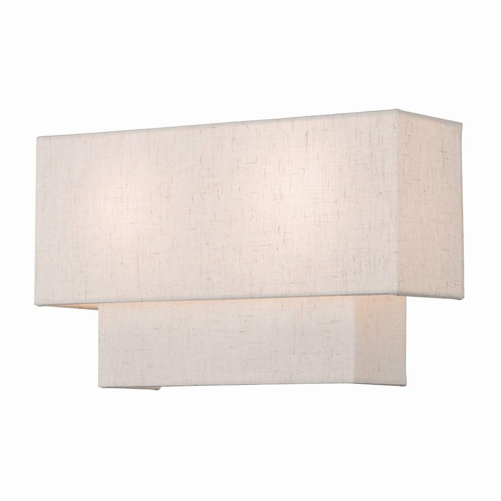 Livex Lighting 2-Light Metal & Fabric ADA Wall Sconce in English Bronze/Oatmeal