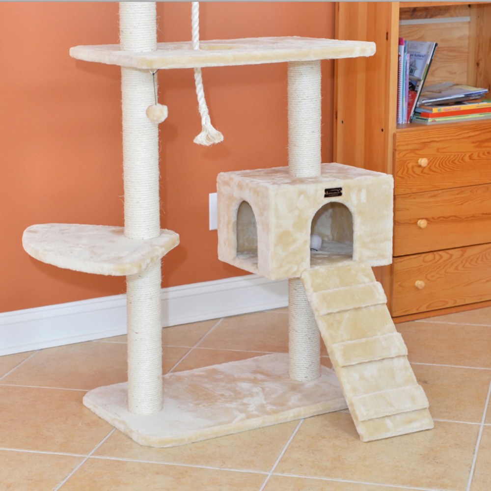 Armarkat 58-in Cat Tree & Condo Scratching Post Tower, Beige - Image 2