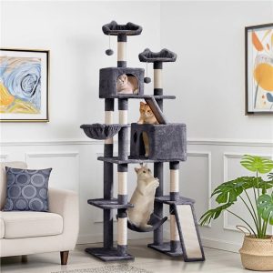 Yaheetech 82.5" H Large Cat Tree Cat Tower with Condos,  Dark Gray
